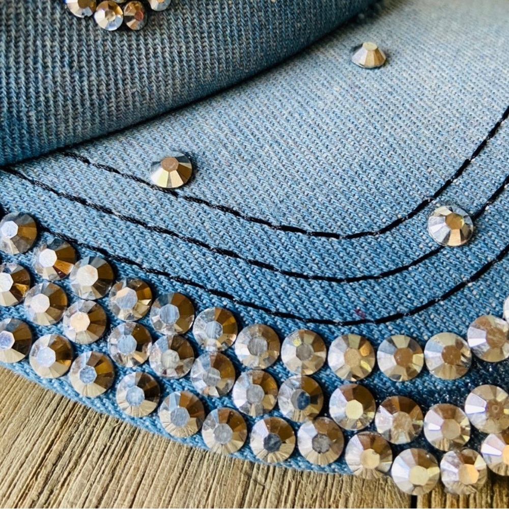 Denim Rhinestone 'Queen' Cap - Picture 3 of 8